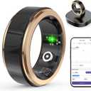 Smart Health Ring Men's and Women's Fitness trackers with Blood Oxygen, Blood Pressure, Heart Rate, Sleep Monitor Step CounterIP68 Waterproof for iPhone and Android, No Subscription Fee, Gold 10