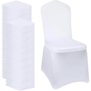 White Chair Covers 100 pcs Stretch Spandex Chair Covers Universal Fitted Chair Cover Protector for Wedding,Party, Banquet, Holidays, Celebration, DecorationWhite, 100 PCS