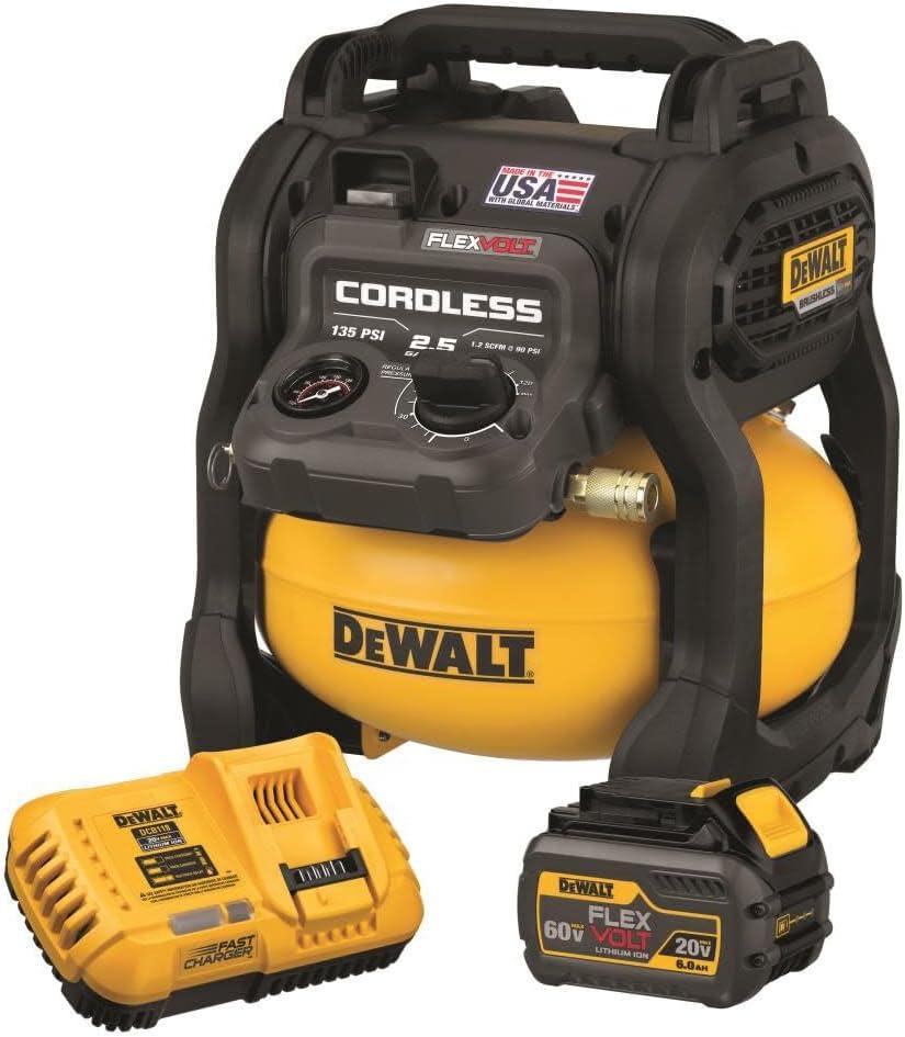 DEWALT FLEXVOLT 60V MAX* Air Compressor Kit, Cordless, 2.5 Gallon (DCC2560T1)
