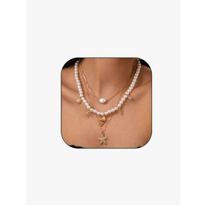 Seashell Necklace for Women Starfish Necklace Summer Beach Charm Necklaces Trendy Boho Pearl Shell Necklaces Summer Outfits for Women Beach Starfish Earrings Vacation Earrings Seashell Jewelry