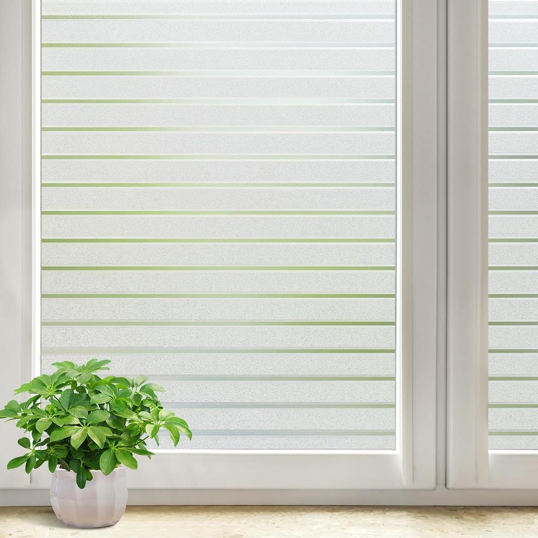 DOWELL Window Privacy Film, Frosted Glass Window Film, Static Cling Glass Vinyl, Heat Blocking Frosting Coverings, Removable Door Stickers for Home Office, Non-Adhesive, Reusable, 23.6 x 157.5 inches