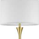 Globe Electric 61000150 60" Floor Lamp, Antique Brass Finish, Beige Fabric Shade, Mid-Century Modern Standing Lamp, E26 Base, Sustainable Design for Living Rooms and Bedrooms