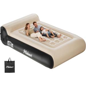 Queen Air Mattress Full with Built in Pump,16" Comfort Flocking Inflatable Blow Up Mattress,Equipped for Home, Guests, Camping,Inflate in 3 Minutes, 660 lbs Max (Black)
