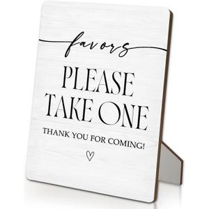 Wedding Favors Sign, Please Take One Sign, Baby Bridal Shower Favor Wooden Stand Signs 5"X7", Wedding Table Decorations for Reception Ceremony Home Party(5x7 Inch)