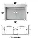 KINGO HOME 22x18 Inch Drop in Kitchen Sink,16 Gauge Topmount RV Small Kitchen Bar Sinks,Stainless Steel Outdoor Prep Single Bowl Workstation Wet Bar Sink with Stainless Steel Strainer