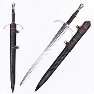 42 Inch Hand-Forged Medieval Sword – Full Tang Mn Steel Blade with Leather Scabbard, Real Metal Sword for Collection, Cosplay & Gifting
