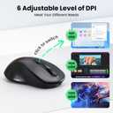 TECKNET Rechargeable Bluetooth Mouse, [ USB + BT5.0 + BT3.0 ] Wireless Mouse, Ergonomic Design, Silent Click, 6-Level 4800 DPI Wireless Mice, 3-Device Switching for Laptop, Computer, MacBookBlack