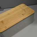 FILWH Metal Bread Box with Bamboo Cutting Board Lid, Bread Box with Bread Knife for Kitchen Countertop Countertop Storage for Homemade Bread, Bagels & Muffins (White, M)