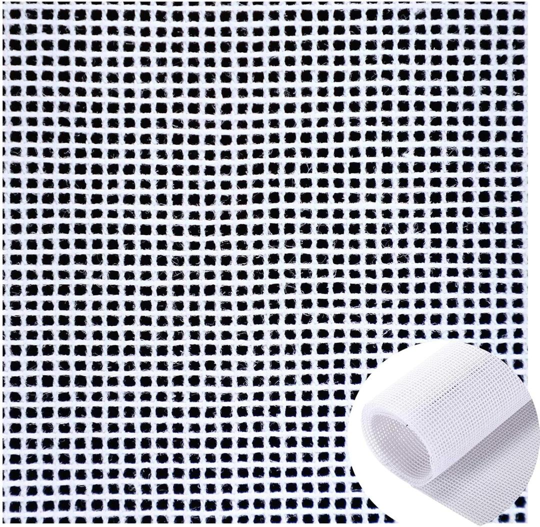 Needlepoint Canvas 14 Mesh Blank White Canvas Polyester Cotton Twist Interlock for Embroidery, Knit Crochet Projects and Make Dividers(20 x 20 Inches,2 Pack)