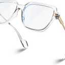 VISOONE Oversized Blue Light Blocking Glasses with Chic Square TR90 Frame and Metal Temple for Women Men REMY (Crystal Clear)