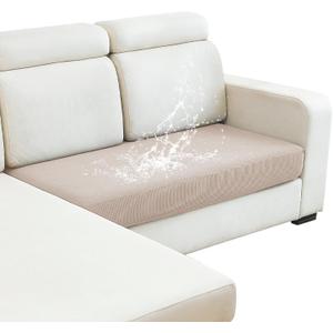 DISSA Waterproof Couch Cushion Covers, Washable Sofa Cushion Covers, Stretch Sofa Slipcovers, Thick Jacquard Fabric, Couch Sofa Covers for Pets Furniture Protector(Loveseat Cushion, Beige)