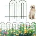 AMAGABELI 14 Panels 32in(H)20ft(L) Decorative Garden Fence No Dig Rustproof Metal Pre-Linking Fence Panels Garden Edging Border Animal Barrier Fencing for Flower Beds Yard Patio Outdoor Decor Green