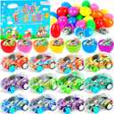 48 Pack Prefilled Easter Eggs Filled with Pull Back Cars, Easter Eggs with Toys Inside, Easter Hunt Basket Stuffers Easter Theme Party Favors Classroom Prizes Gift for Kids Toddlers Girls Boys