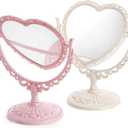 DEAYOU 4 Pack Heart Shaped Cosmetic Mirror, Vintage Vanity Tabletop Mirror with Double Sided, Rotatable Dresser Mirrors with Stand for Makeup, Girl, Women, Beauty, Spa Party, 4 Color