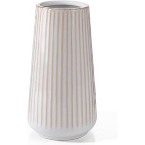 Ceramic Vase, GUKJOB Small Cute Flower Vase for Pampas Grass, Home, Living Room, Dining Table, Farmhouse, Office Decor, Bedroom, Table, and Kitchen Shelf (Yellow Ribbed)