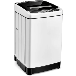 DORTALA Portable Washing Machine, 11Lbs Full-automatic Laundry Washer and Spinner Combo with 8 Programs, 10 Water Levels, 1.5 Cu.Ft Top Load Apartment Washer for Dorm, RVs, Grey
