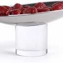 Modern Decorative Bowl for Dining Table, Thickened Luxury Serving Tray with Crystal Column Base, 10" L4.8" W4" H, Crystal Stainless Steel Fruit Bowl for Coffee Table, Home Decor