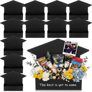 Sabary 12 Pcs Graduation Season Flower Boxes, 2026 Graduation Cap-themed Flower Packaging Gift Boxes, Florists Bouquet Bags, Suitable for Grad Ceremony Party