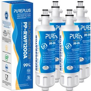 PUREPLUS 9690 Replacement for kenmore Elite 469690 LG LT700P RFC 1200A ADQ36006102 ADQ36006101 LFX28968ST RWF1052 RWF1200A LFXS29626S LFXS30766S LFX31925ST LFX31945ST Refrigerator Water Filter, 4Pack