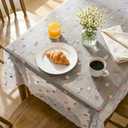 Horaldaily White Embroidery Floral Spring Summer Gauze Tablecloth 60×140 Inch Rectangular, Wildflower Seasonal Tulle Table Cover, Garden Party Decor for Wedding, Party, Holiday Dining