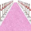 Glitter Carpet Runner for Party 2.6 X 30 ft Glitter Non-Woven Fabric, Carpet Rug for Event, Aisle Runway Runner for Wedding Ceremony, Movie Theme Party Decorations (Glitter Pink, 2.6FTx30FT)