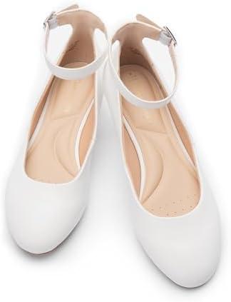 Cusolemore Ballet Flat Shoes for Women with Ankle Strap Low Wedge Heel, Cute Flats for Women, Comfortable Casual Dress Shoes 6.5