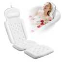 Full Body Bath Pillow, Luxury Bath Cushion with 192 Suction Cups, Bath Pillows for Tub for Head and Neck Support, with Laundry Bag White, 51" x 16"