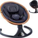 LAREX Baby Swing to Toddler Electric Infant Swing Portable for Newborn Boy Girl, 5 Sway Speeds with Remote Control, 12 Preset Melodies and Bluetooth, 0-6 Months Max 20 Lbs(Dark Wood Grain)