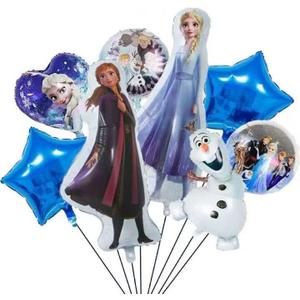 8-Piece Frozen Aluminum Balloon Set - Frozen & Classic Design, Vibrant 3D Cartoon Shape, Party Decoration Essential, Durable Foil Material