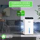 Dehumidifier for Home up to 1000 sq.ft, 98oz Small Quiet Dehumidifier with Drain Hose, 3 Timer Modes, Auto Shut Off, Aromatherapy & 7 Color Light for Bedroom, Bathroom, Basement (Deep White)