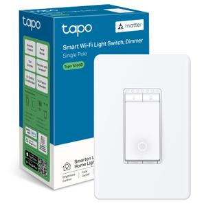 TP-Link Tapo Matter Smart Dimmer Switch: Voice Control w/Siri, Alexa & Google Assistant, UL Certified, Timer & Schedule, Easy Guided Install, Neutral Wire Required, Single Pole, Tapo S505D (1-Pack)
