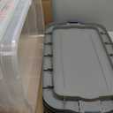 Rubbermaid Roughneck Clear 66 Qt/16.5 Gal Storage Containers, Pack of 4 with Latching Grey Lids, Visible Base, Sturdy and Stackable, Great for Storage and Organization