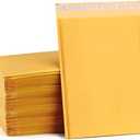 UCGOU Kraft Bubble Mailers 10.5x14.5 Inch 25 Pack Usable Yellow Padded Envelopes #4 Large Mailing Package Self Sealing Tear Resistant Boutique Bulk Mail Shipping Bag for Makeup Supplies