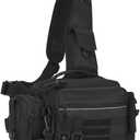 Multipurpose Sling Fishing Tackle Bag Waist Pack Tactical Chest Bag Admin Pouch Fishing Fanny Pack and Tackle Storage Hip Bag Cross Body Sling Pack Black