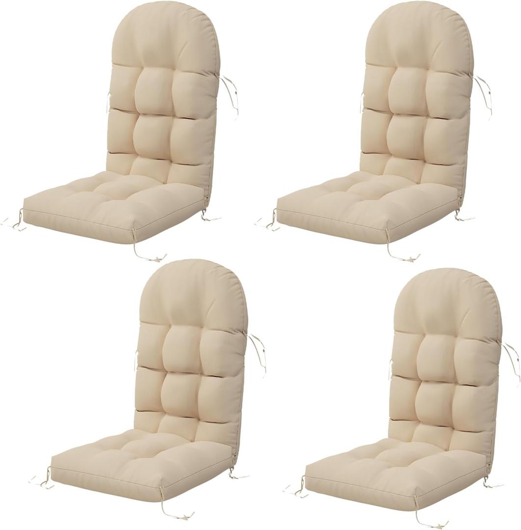 Sannwsg Adirondack Chair Cushion Set of 4, Rocking Chair Cushions, High Back Patio Cushions, Thickened Weather Resistant Patio Cushion with 6 Ties, Non Slip Fade & Waterproof