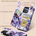Shorogyt for Moto G 5G 2024 Wallet Case with Card Holder - Designer Purple Flower Pattern Kickstand Magnetic Clasp Back Flip Folio Leather Phone Cases for Women Men Girls for Moto G 5G 2024