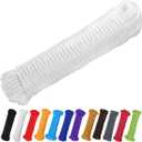 PerkHomy 90 ft 1/4 inch (7mm) Polyester Rope (Nylon - Like Durability) Poly Flag Pole Clothes Line Camping Utility Good for Tie Pull Swing Climb Knot (White)