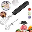 Electric Hand Mixer with Whisk, Handheld Electric Whisk, Hand Blender Set for Mini Food Processor, Rechargeable Cordless Handheld Mixer, Small Food Chopper for Dicing, Mincing, and Puree, 4-Speed,10Oz