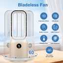 Small Bladeless Desk Fan Quiet, 14 Inch USB Rechargeable Table Fan with 5000mAh Battery, 60 Oscillating 9 Speeds Touch Control, 3 Light Modes, Mini Portable Fan for Office Bedroom Living Room