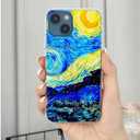 for iPhone 14 Plus Case for Girl Women Men,Shockproof Thin Slim Soft TPU Clear Protective Phone Case Cover with Design for iPhone 14 Plus 6.7,Famous Painting Van Gogh Starry Night