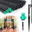 25 Pcs 12.8 Inch Drip Irrigation Stakes with 180 Degree Sprayer Emitters and Sprinkler Extension Riser 1/4 Inch Drip Line Sprinkler Support Stakes for Garden Watering System,Green