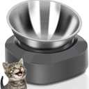 AYADA Raised Cat Food Bowl, Stainless Steel Cat Dish for Dry Wet Food Water, Anti Vomiting Elevated with Stand Ergonomic Lifted Slanted Tilted 15 Angle Metal Single Kitty Kitten Pet Bowl (Single)