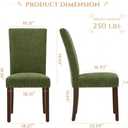 Parsons Dining Chairs Set of 2, Upholstered Nailhead Dining Room Kitchen Side Chair with Thick Cushions and Wood Legs, Green