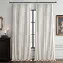 Ivory Beige White Floor Length Linen Curtains 108 Inches Long for Bedroom, Neutral Pleated Blackout Privacy Window Drapes Light Blocking Double Layer Soundproof 108 Inch Curtain 2 Panels for Sunroom
