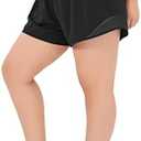 Aurefin High Waisted Athletic Shorts for Women, Womens Plus Size Running Workout Shorts with Liner and Zip Pocket 4 inch, 3XL