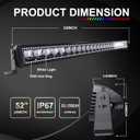 RGBW LED Light Bar 52Inch 300W Flood Spot Combo 2x 4Inch Flood RGB LED Pods w/ 16 Solid Colors Chasing Ring Changing with Strobe Flashing + Upper Windshield Mounting Brackets Fit Wrangler JK 2007-2018