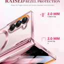 BERFY for Galaxy Z Fold 7 Case, Compatible with Magsafe, Built-in Screen Protector & Hinge Protection, Clear Plating Design Full-Body Slim Shockproof Protective Phone Case for Samsung Z Fold 7, Pink