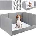 Dog Pee Pad Holder with High Walls, 32.3"x22"x15.7" No-Splash Indoor Dog Potty Box with 6 Clamps, No Assembly Foldable Potty Training Toilet for Large Small Medium Dogs Puppy Potty(Gray2)