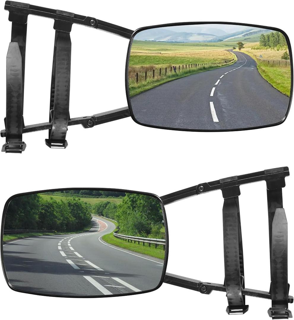 Tow Mirrors,Mirror Extenders for Towing,Universal Clamp-On 360 Degree Rotation Adjustable Trailer Mirrors for Towing,Applicable to the Rearview Mirror of Most Cars,Trucks,and Trailers