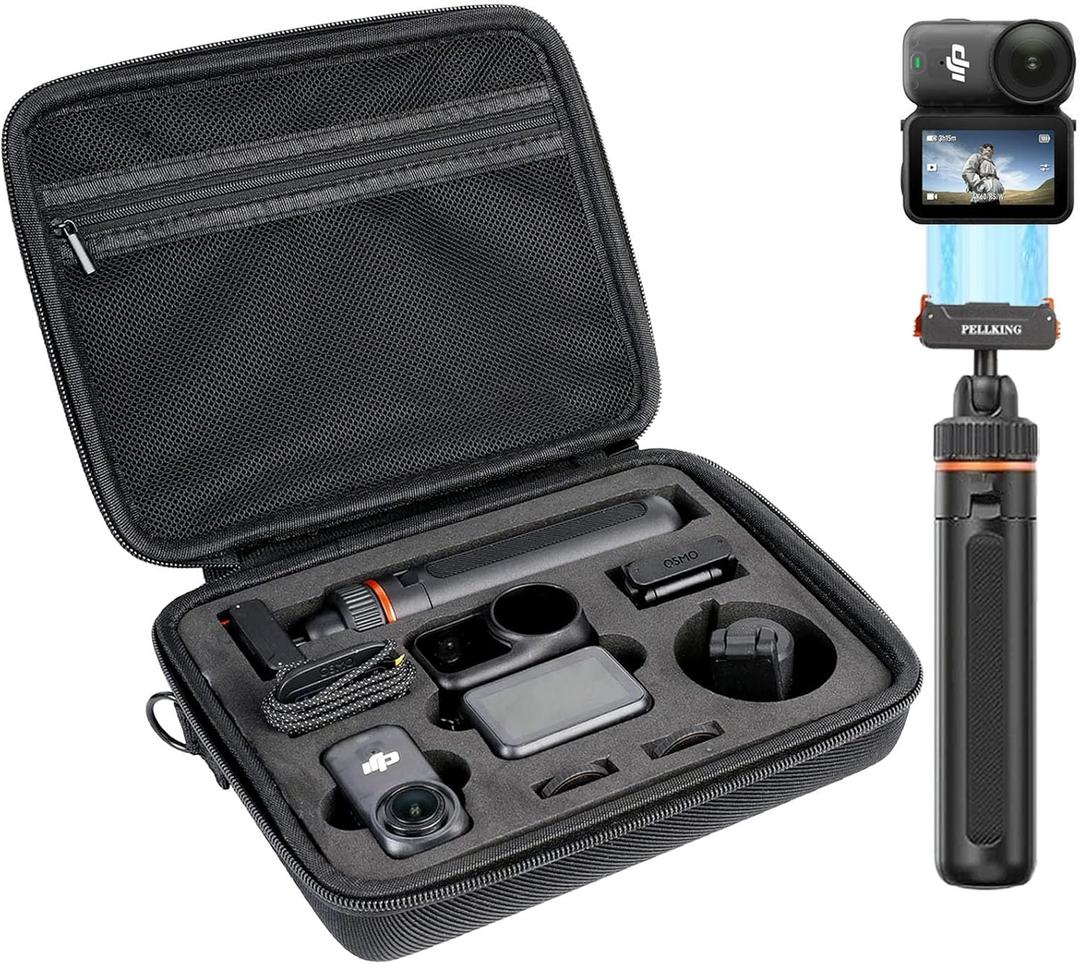 PellKing Selfie Stick & Carrying Case 2 in 1 Kit for DJI Osmo Nano, 16.14in Selfie Stick Tripod with Magnetic Quick Release Mount, Portable Hard Case, Vlog & Travel Essential for DJI Osmo Nano